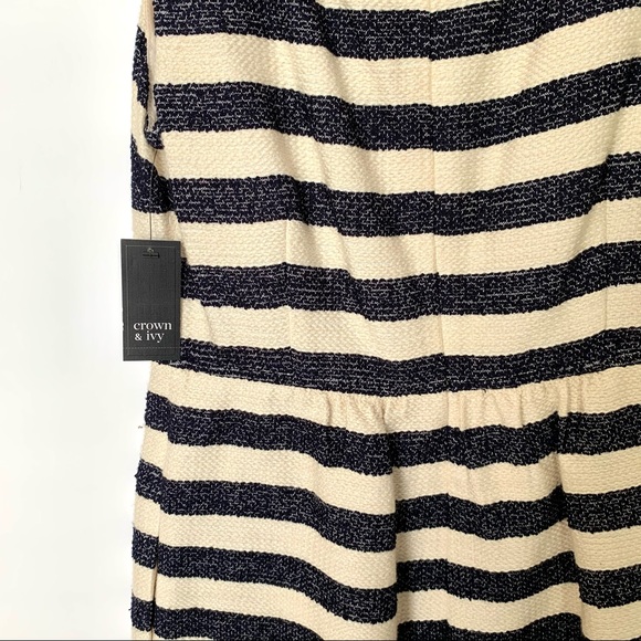 NWT Crown & Ivy Striped A-Line Dress Navy & Cream - Picture 8 of 13